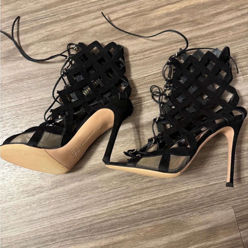 Gianvito Rossi Black Lace-Up Booties
